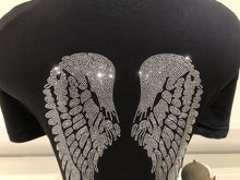 Load image into Gallery viewer, X Large Rhinestone Crystal Angel fairy Wings Diamante Iron On Transfer Only