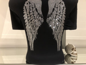 X Large Rhinestone Crystal Angel fairy Wings Diamante Iron On Transfer Only