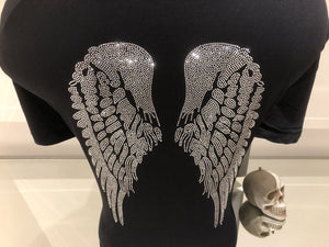 X Large Rhinestone Crystal Angel fairy Wings Diamante Iron On Transfer Only