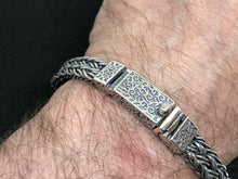 Load image into Gallery viewer, Mens Sterling Silver Gothic Bracelet 20cm Hallmarked