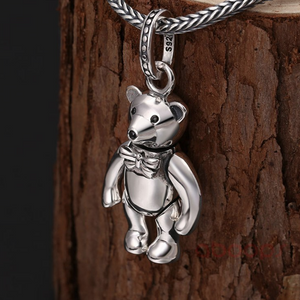 Hallmarked 925 Sterling Silver Jointed  Teddy Bear Pendant