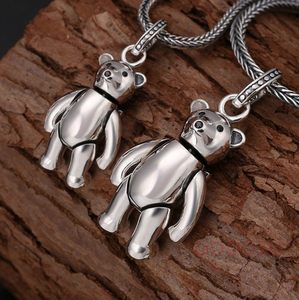 Hallmarked 925 Sterling Silver Jointed  Teddy Bear Pendant