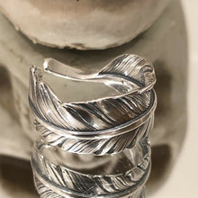 Load image into Gallery viewer, Sterling Silver 925 Leaf Feather Vintage Style Adjustable Ring