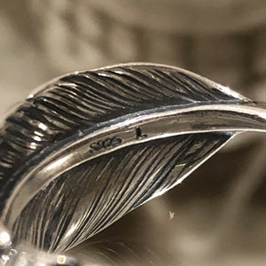 Sterling Silver 925 Leaf Feather Vintage Style Adjustable Ring