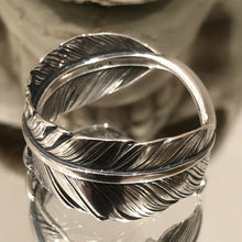 Load image into Gallery viewer, Sterling Silver 925 Leaf Feather Vintage Style Adjustable Ring