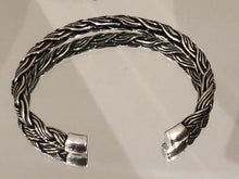 Load image into Gallery viewer, Hallmarked 925 Sterling Silver Woven Braided Bangle Cuff Torque