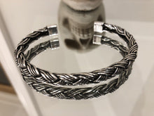 Load image into Gallery viewer, Hallmarked 925 Sterling Silver Woven Braided Bangle Cuff Torque