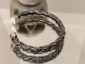 Hallmarked 925 Sterling Silver Woven Braided Bangle Cuff Torque