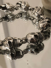 Load image into Gallery viewer, Mens 925 Hallmarked Sterling Silver  Heavy Angry Skull Cuff Bracelet