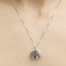 Load image into Gallery viewer, 925 Sterling Silver Hollow Design 3D Elephant Pendant Charm with Raised Trunk II