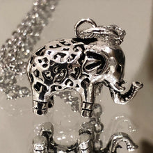 Load image into Gallery viewer, 925 Sterling Silver Hollow Design 3D Elephant Pendant Charm with Raised Trunk II