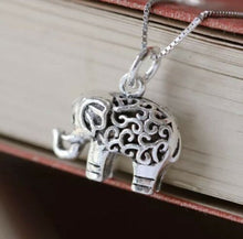 Load image into Gallery viewer, 925 Sterling Silver Hollow Design 3D Elephant Pendant Charm with Raised Trunk II