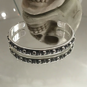 Mens Or Ladies Hallmarked Solid 925 Sterling Silver Skull Bangle Cuff Bracelet