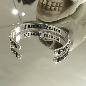 Mens Or Ladies Hallmarked Solid 925 Sterling Silver Skull Bangle Cuff Bracelet