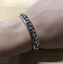 Load image into Gallery viewer, Mens Or Ladies Hallmarked Solid 925 Sterling Silver Skull Bangle Cuff Bracelet