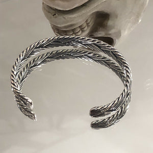 Mens or Ladies Hallmarked Double Braided 925 Sterling Silver Bangle Cuff torc torque