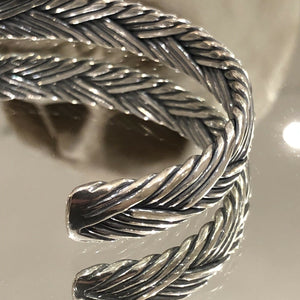 Mens or Ladies Hallmarked Double Braided 925 Sterling Silver Bangle Cuff torc torque