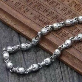 925 Hallmarked Sterling Silver Skull Chain Necklace