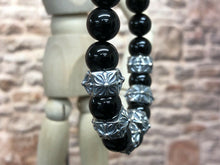 Load image into Gallery viewer, 925 Sterling Silver and Obsidian Beaded Bracelet