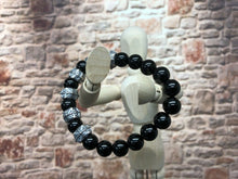 Load image into Gallery viewer, 925 Sterling Silver and Obsidian Beaded Bracelet