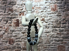 Load image into Gallery viewer, 925 Sterling Silver and Obsidian Beaded Bracelet