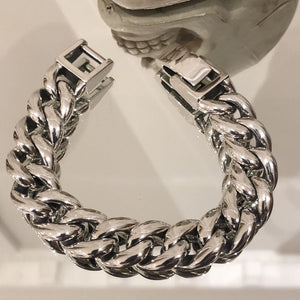 Hallmarked Solid 925 Sterling Silver Round Cuban Curb Link Chunky Heavy Bracelet