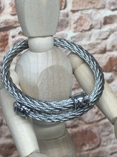 Load image into Gallery viewer, Mens or Ladies Stainless Steel Braided With Stones, Adjustable Cuff Bangle Bracelet