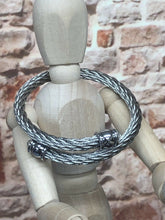 Load image into Gallery viewer, Mens or Ladies Stainless Steel Braided With Stones, Adjustable Cuff Bangle Bracelet