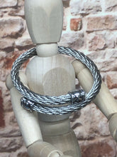 Load image into Gallery viewer, Mens or Ladies Stainless Steel Braided With Stones, Adjustable Cuff Bangle Bracelet