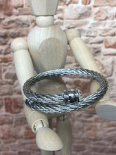 Load image into Gallery viewer, Mens or Ladies Stainless Steel Braided With Stones, Adjustable Cuff Bangle Bracelet