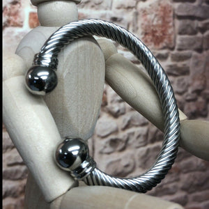 Mens or Ladies Stainless Steel Braided Adjustable Ball End Cuff Bangle Bracelet