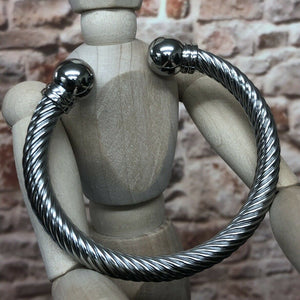 Mens or Ladies Stainless Steel Braided Adjustable Ball End Cuff Bangle Bracelet