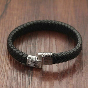 Mens or Ladies Leather Wristband Bracelet Bangle Cuff Stainless Steel Clasp