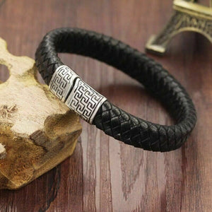 Mens or Ladies Leather Wristband Bracelet Bangle Cuff Stainless Steel Clasp