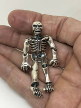 Load image into Gallery viewer, 925 Large Hallmarked Sterling Silver Hallmarked Articulated Skeleton Pendant  Necklace