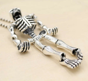 925 XL Hallmarked Sterling Silver Moveable Jaw & Joints Skeleton Pendant