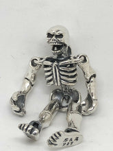 Load image into Gallery viewer, 925 XL Hallmarked Sterling Silver Moveable Jaw &amp; Joints Skeleton Pendant