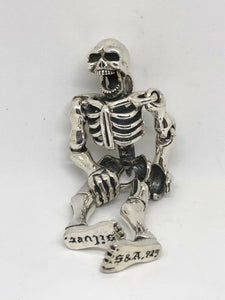 925 XL Hallmarked Sterling Silver Moveable Jaw & Joints Skeleton Pendant