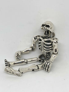 925 XL Hallmarked Sterling Silver Moveable Jaw & Joints Skeleton Pendant