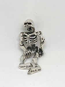 925 XL Hallmarked Sterling Silver Moveable Jaw & Joints Skeleton Pendant