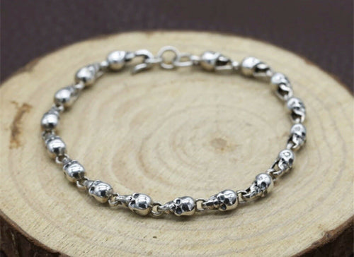 Mens & Ladies 925 Hallmarked Sterling Silver Skull Bracelet Bangle