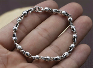 Mens & Ladies 925 Hallmarked Sterling Silver Skull Bracelet Bangle