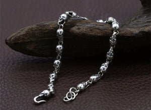 Mens & Ladies 925 Hallmarked Sterling Silver Skull Bracelet Bangle