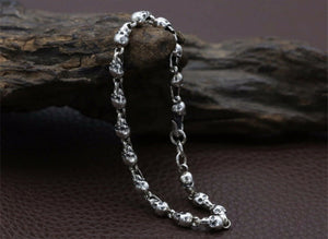 Mens & Ladies 925 Hallmarked Sterling Silver Skull Bracelet Bangle