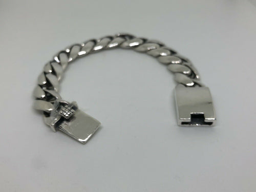 925 Hallmarked Sterling Silver Cuban Curb Link Box Clasp Chunky Heavy Bracelet