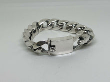 Load image into Gallery viewer, 925 Hallmarked Sterling Silver Cuban Curb Link Box Clasp Chunky Heavy Bracelet