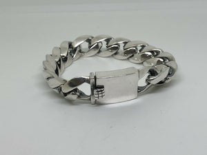 925 Hallmarked Sterling Silver Cuban Curb Link Box Clasp Chunky Heavy Bracelet