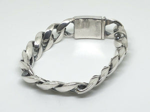 925 Hallmarked Sterling Silver Cuban Curb Link Box Clasp Chunky Heavy Bracelet