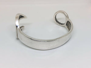 Solid 925 Sterling Silver Heavy Spanner Mens Open Torque Bangle Cuff Bracelet