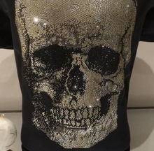 Load image into Gallery viewer, Large Skull Diamante Rhinestone Crystal T shirt